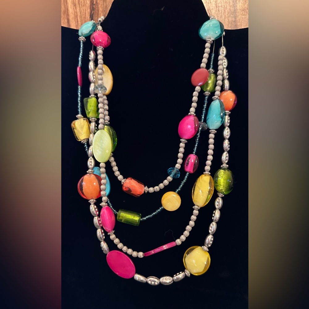 Multicolor Glass Bead Layered Necklace - Women Jewelry